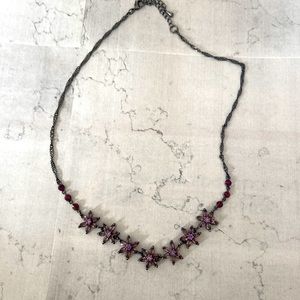 Floral Purple stone necklace with adjustable clasp